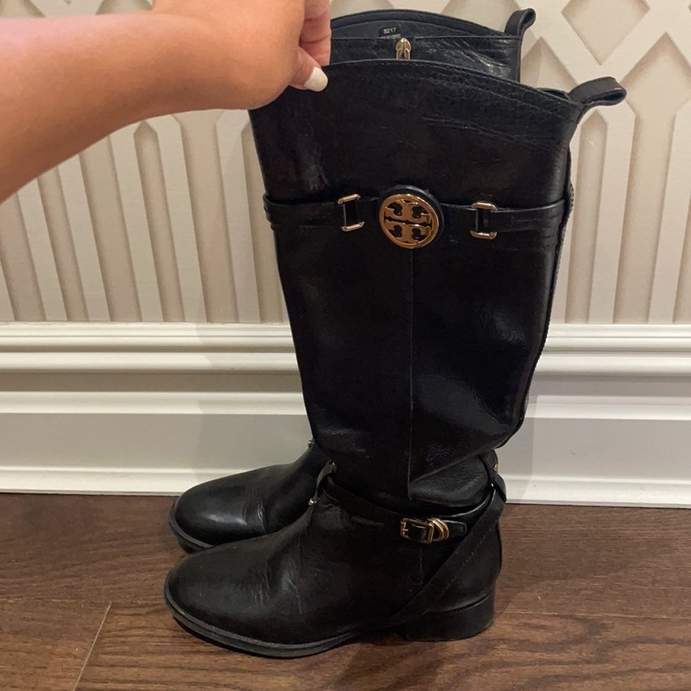 Tory Burch Riding tall black leather boots